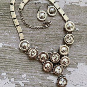 3 Layer Rhinestone Necklace/Earring Set.Victorian